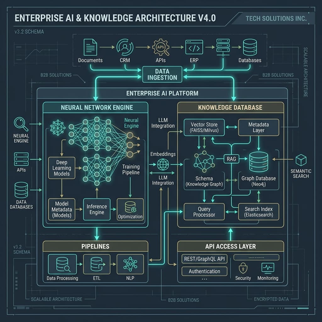 AllWin Engine blueprint showing database & neural network connections